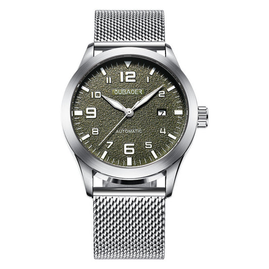 Automatic Mechanical Stainless Steel Mesh Wristwatch